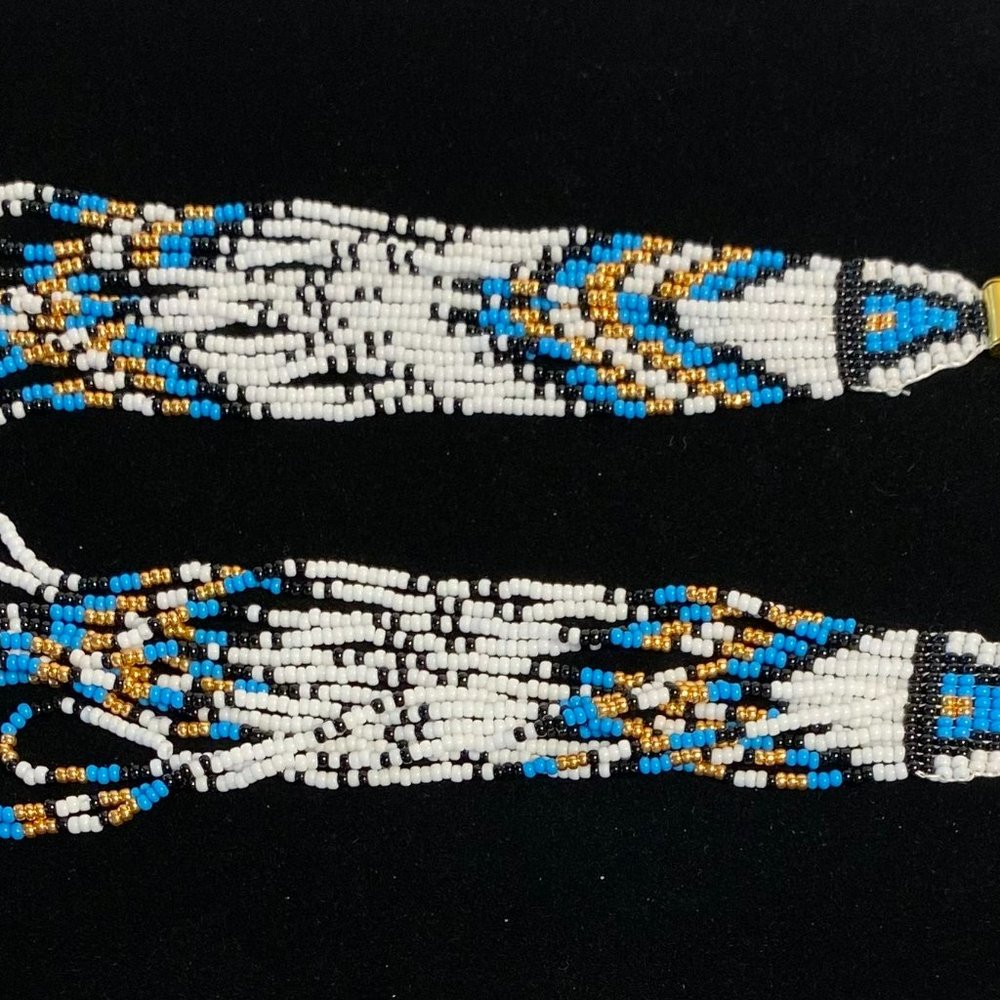 Hand Beaded Long Fringe Earrings
